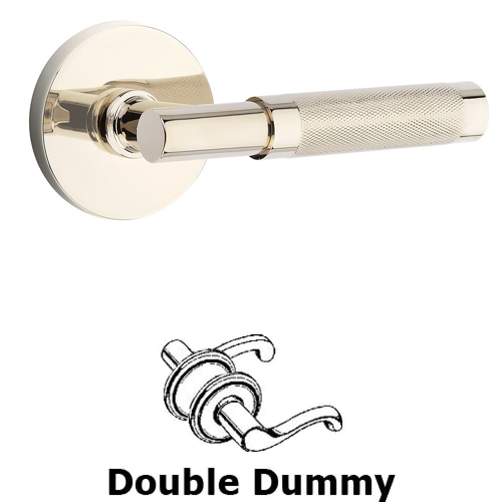 Emtek Double Dummy Knurled Lever with T-Bar Stem and Disc Rose in Polished Nickel