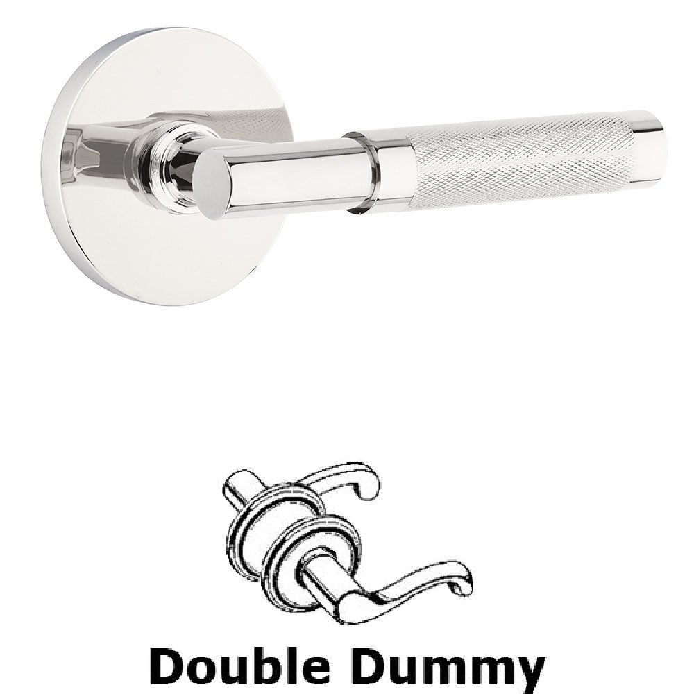 Emtek Double Dummy Knurled Lever with T-Bar Stem and Disc Rose in Polished Chrome