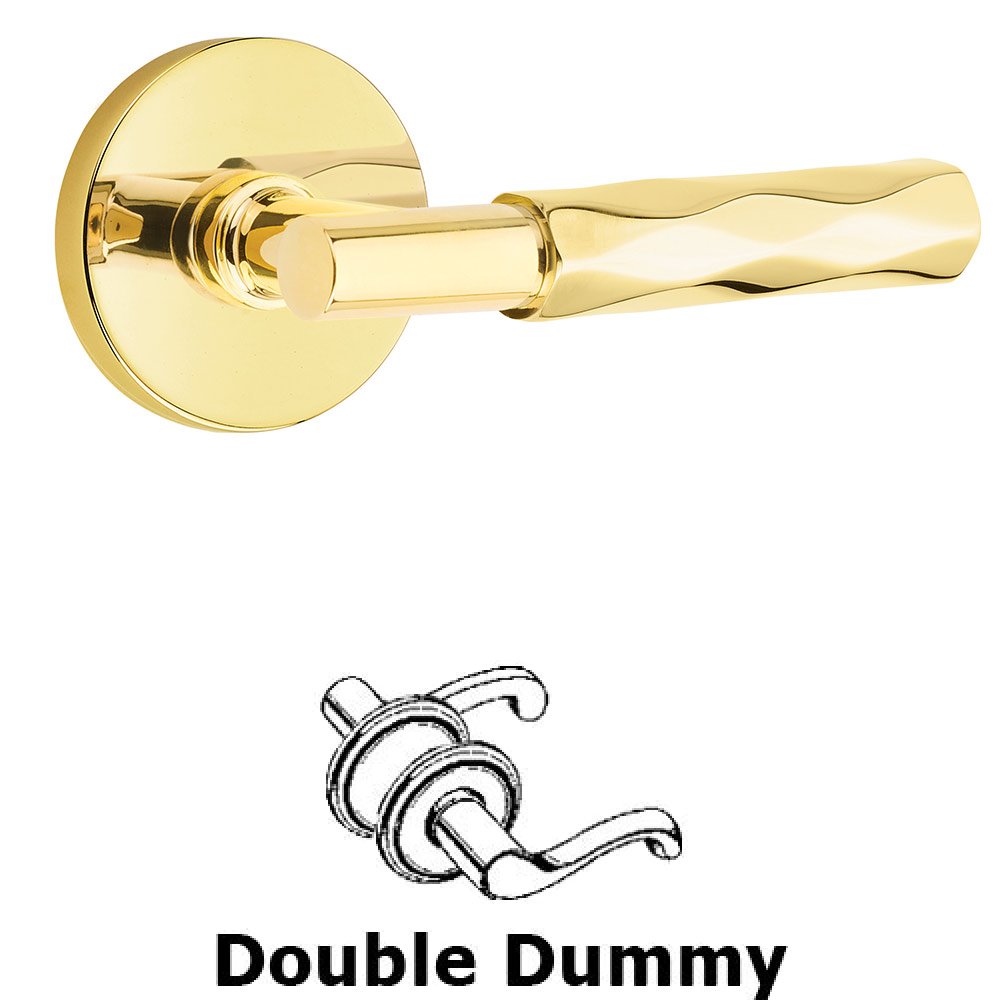 Emtek Double Dummy Tribeca Lever with T-Bar Stem and Disc Rose in Unlacquered Brass