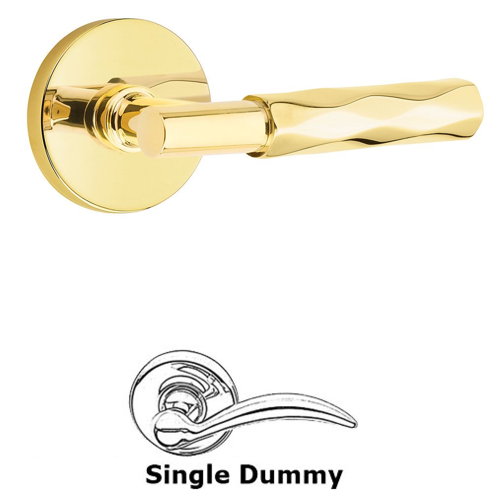 Emtek Single Dummy Tribeca Lever with T-Bar Stem and Disc Rose in Unlacquered Brass