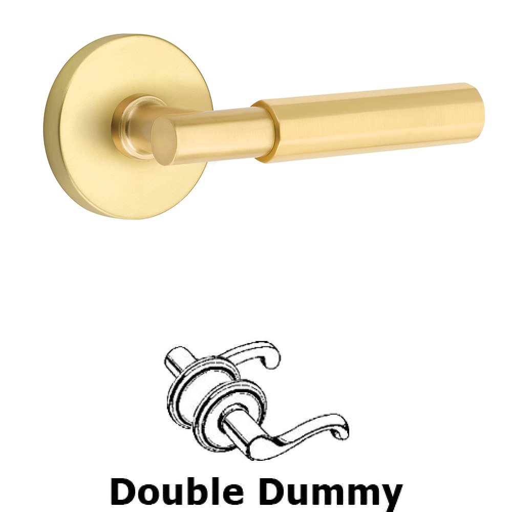Emtek Double Dummy Faceted Lever with T-Bar Stem and Disc Rose in Satin Brass