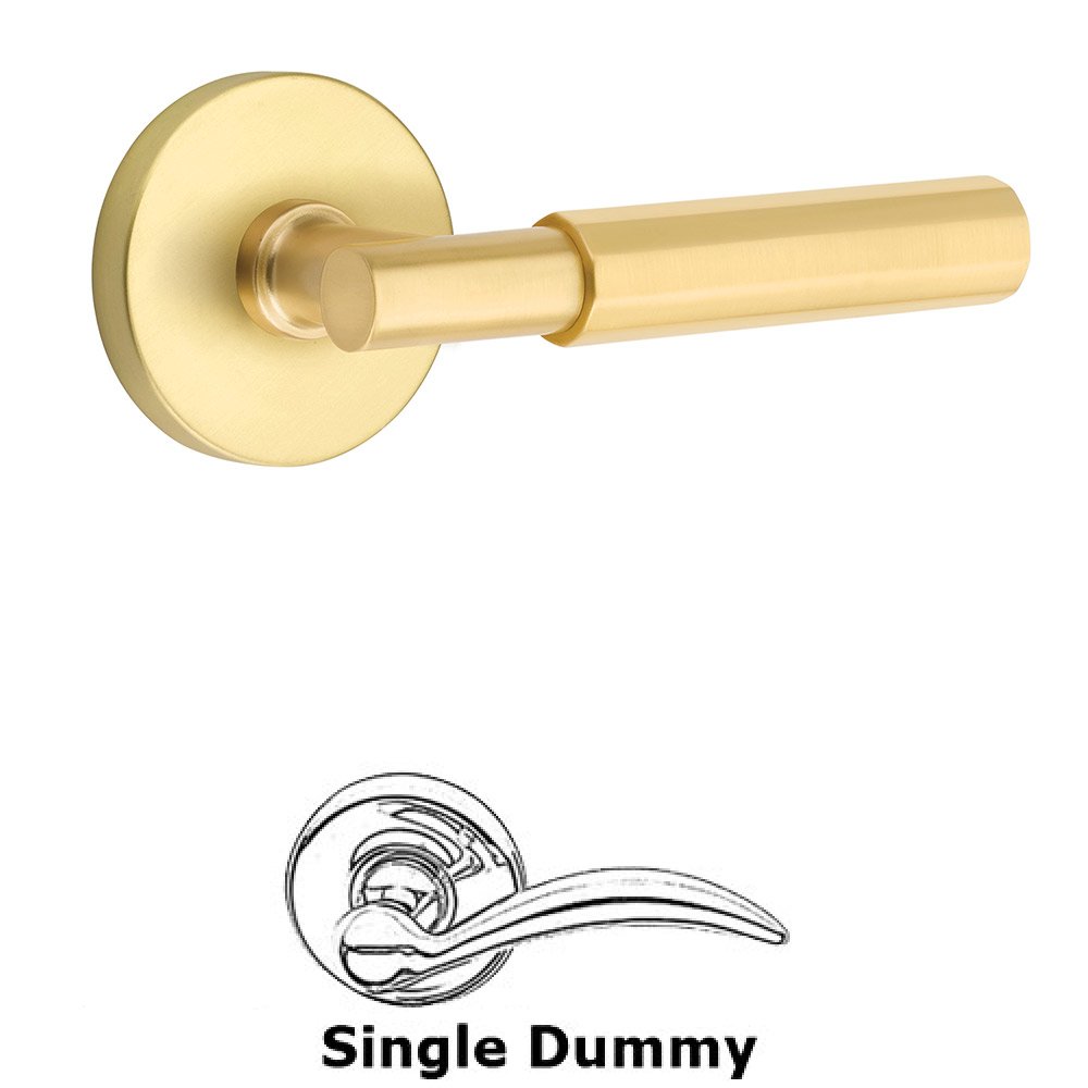 Emtek Single Dummy  Faceted Lever with T-Bar Stem and Disc Rose in Satin Brass