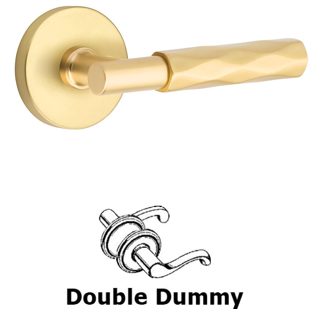 Emtek Double Dummy Tribeca Lever with T-Bar Stem and Disc Rose in Satin Brass