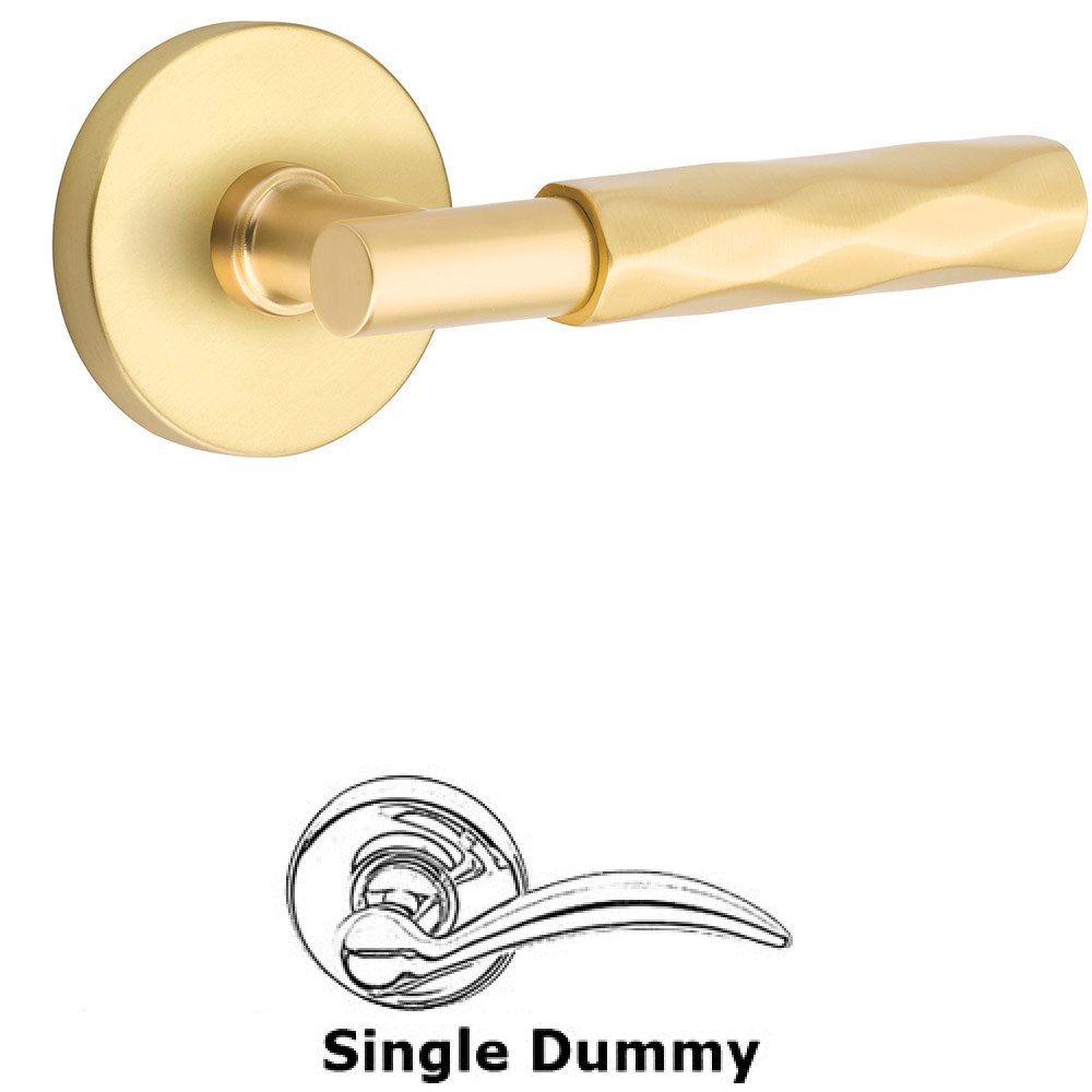 Emtek Single Dummy Tribeca Lever with T-Bar Stem and Disc Rose in Satin Brass