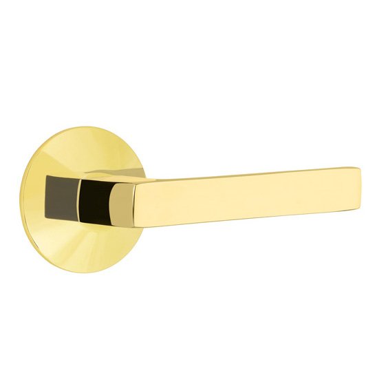 Emtek Passage Dumont Right Handed Lever with Modern Rose and Concealed Screws in Unlacquered Brass