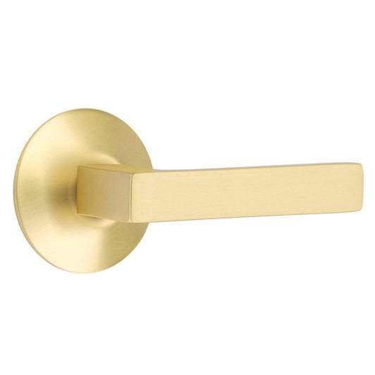 Emtek Passage Dumont Right Handed Lever with Modern Rose and Concealed Screws in Satin Brass