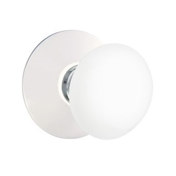 Emtek Passage Ice White Knob And Modern Rosette With Concealed Screws in Polished Chrome