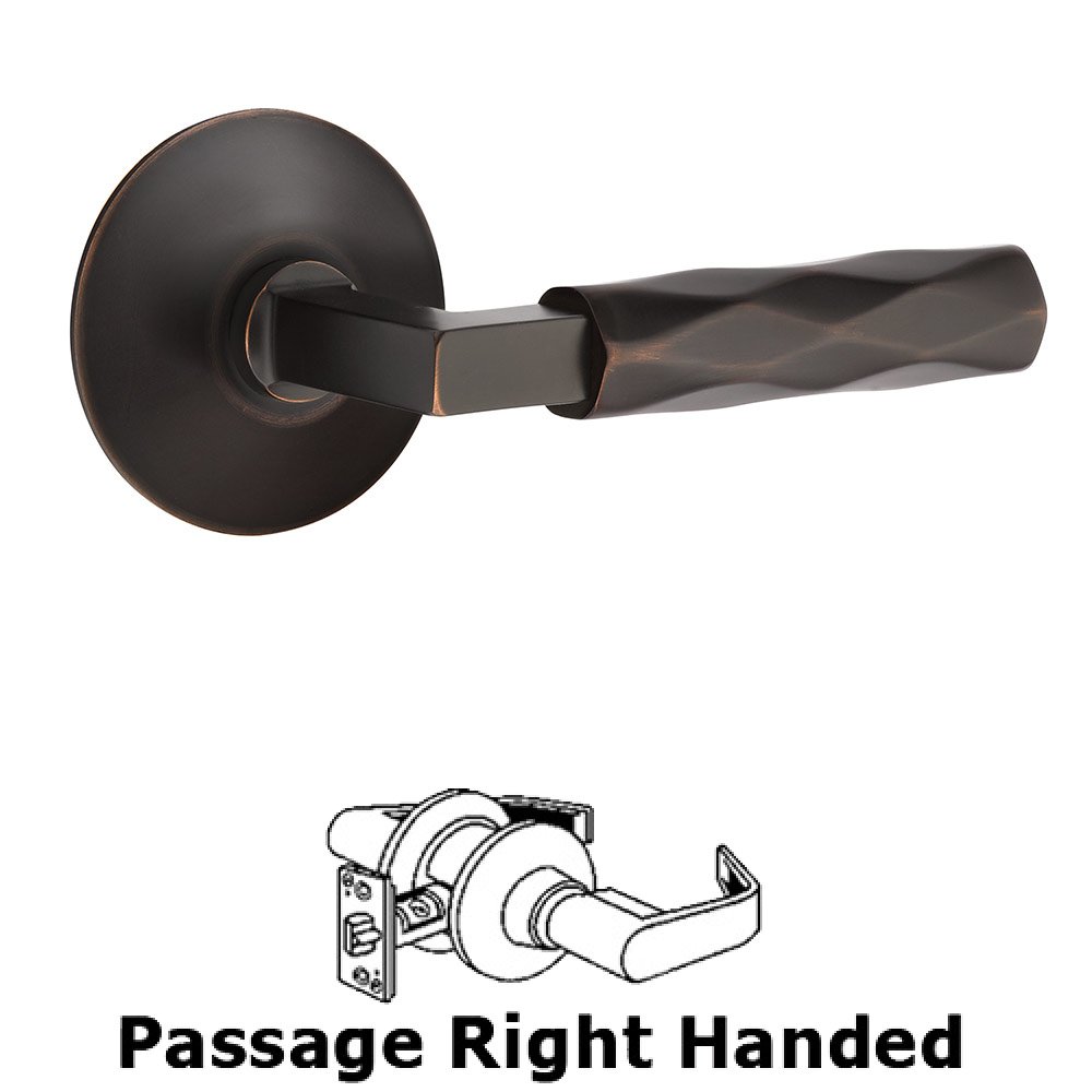 Emtek Passage Tribeca Right Handed Lever with L-Square Stem and Modern Rose in Oil Rubbed Bronze
