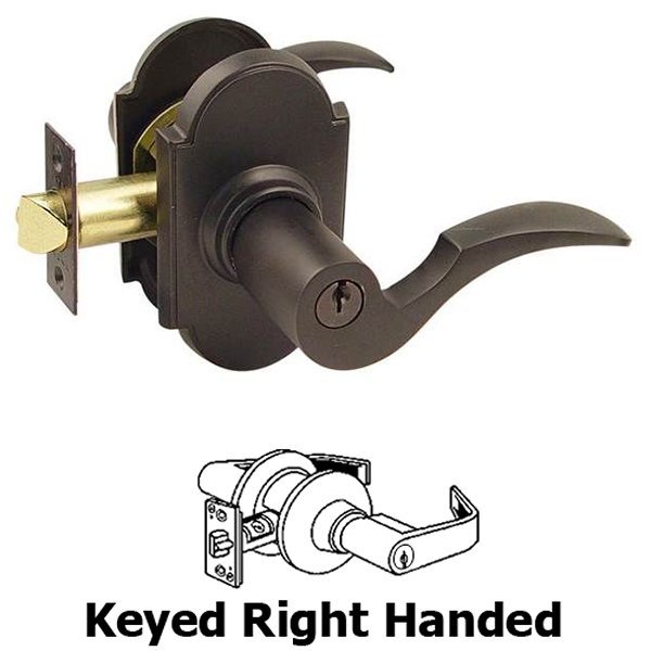 Emtek Keyed Right Handed Cortina Lever With #8 Rose in Oil Rubbed Bronze
