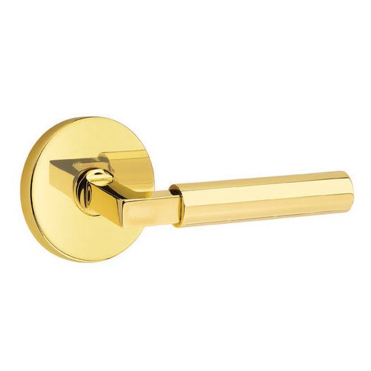 Emtek Passage Hercules Right Handed Door Lever And Disk Rose with Concealed Screws in Unlacquered Brass