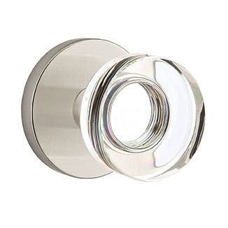 Emtek Modern Disc Glass Passage Door Knob and Disk Rose with Concealed Screws in Satin Nickel