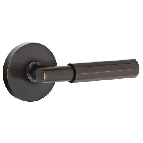 Emtek Passage Faceted Right Handed Lever with T-Bar Stem and Disc Rose in Oil Rubbed Bronze