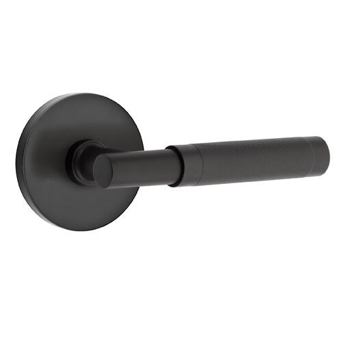 Emtek Passage Knurled Right Handed Lever with T-Bar Stem and Disc Rose in Flat Black
