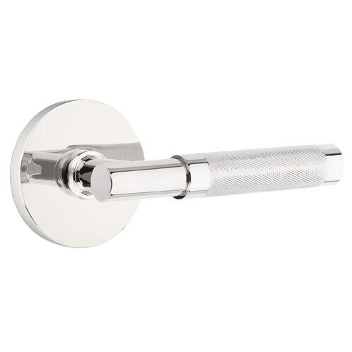 Emtek Passage Knurled Right Handed Lever with T-Bar Stem and Disc Rose in Polished Chrome