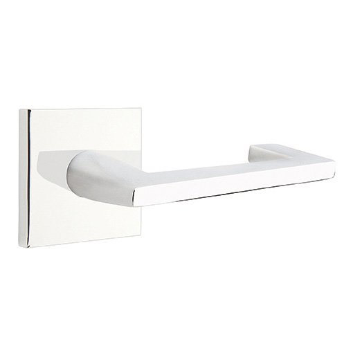 Emtek Passage Argos Right Handed Door Lever With Square Rose in Polished Chrome
