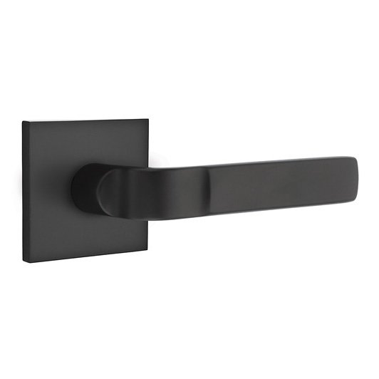 Emtek Passage Aston Right Handed Lever with Square Rose and Concealed Screws in Flat Black