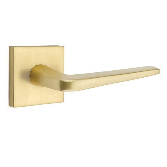 Emtek Passage Athena Right Handed Door Lever With Square Rose in Satin Brass