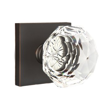 Emtek Diamond Passage Door Knob and Square Rose with Concealed Screws in Oil Rubbed Bronze