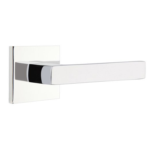 Emtek Passage Dumont Right Handed Lever with Square Rose and Concealed Screws in Polished Chrome