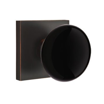 Emtek Passage Ebony Knob And Modern Square Rosette With Concealed Screws in Oil Rubbed Bronze