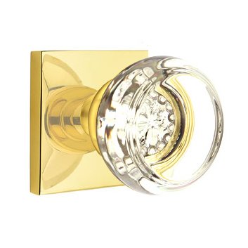 Emtek Georgetown Passage Door Knob and Square Rose with Concealed Screws in Unlacquered Brass