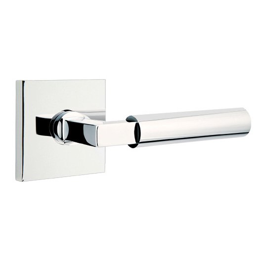 Emtek Passage Hercules Right Handed Door Lever And Square Rose with Concealed Screws in Polished Chrome