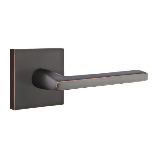 Emtek Passage Helios Right Handed Door Lever And Square Rose with Concealed Screws in Oil Rubbed Bronze