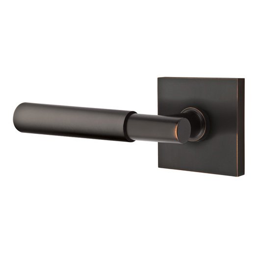 Emtek Passage Myles Left Handed Lever with Square Rose and Concealed Screws in Oil Rubbed Bronze