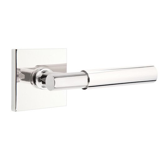 Emtek Passage Myles Right Handed Lever with Square Rose and Concealed Screws in Polished Chrome