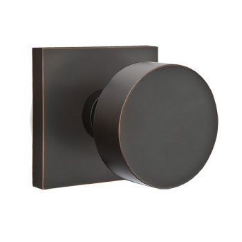 Emtek Passage Round Door Knob And Square Rose With Concealed Screws in Oil Rubbed Bronze