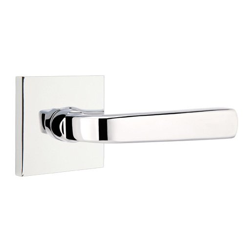 Emtek Passage Sion Right Handed Door Lever With Square Rose in Polished Chrome