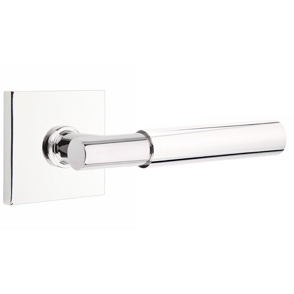 Emtek Passage Smooth Right Handed Lever with T-Bar Stem and Square Rose in Polished Chrome