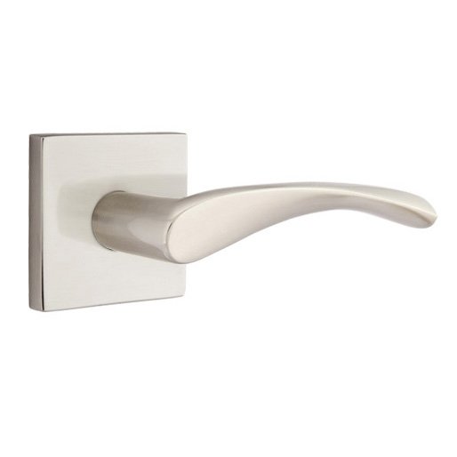 Emtek Passage Triton Right Handed Door Lever And Square Rose with Concealed Screws in Satin Nickel