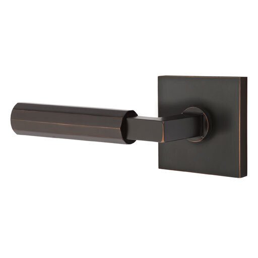 Emtek Passage Faceted Left Handed Lever with L-Square Stem and Square Rose in Oil Rubbed Bronze