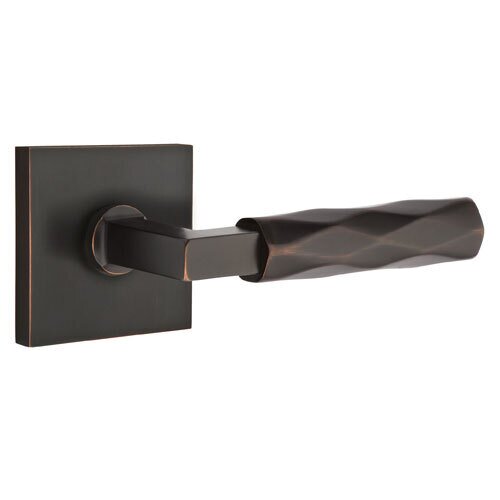 Emtek Passage Tribeca Right Handed Lever with L-Square Stem and Square Rose in Oil Rubbed Bronze