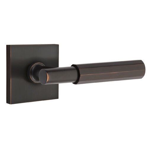 Emtek Passage Faceted Right Handed Lever with T-Bar Stem and Square Rose in Oil Rubbed Bronze