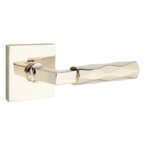 Emtek Passage Tribeca Right Handed Lever with L-Square Stem and Square Rose in Polished Nickel