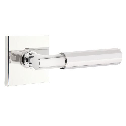 Emtek Passage Faceted Right Handed Lever with T-Bar Stem and Square Rose in Polished Chrome