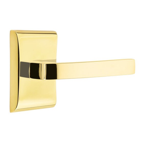 Emtek Passage Breslin Right Handed Lever with Neos Rose and Concealed Screws in Unlacquered Brass