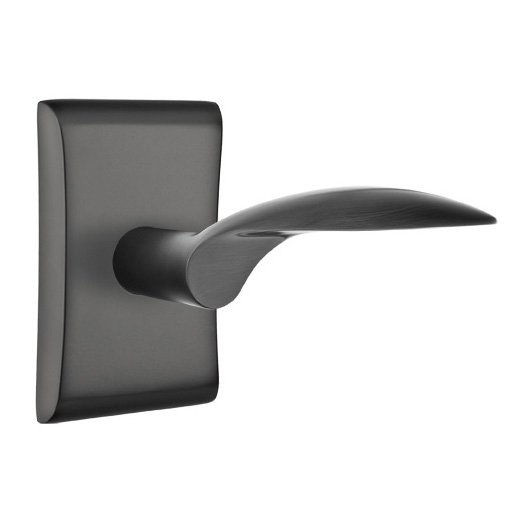 Emtek Passage Mercury Right Handed Door Lever And Neos Rose with Concealed Screws in Flat Black