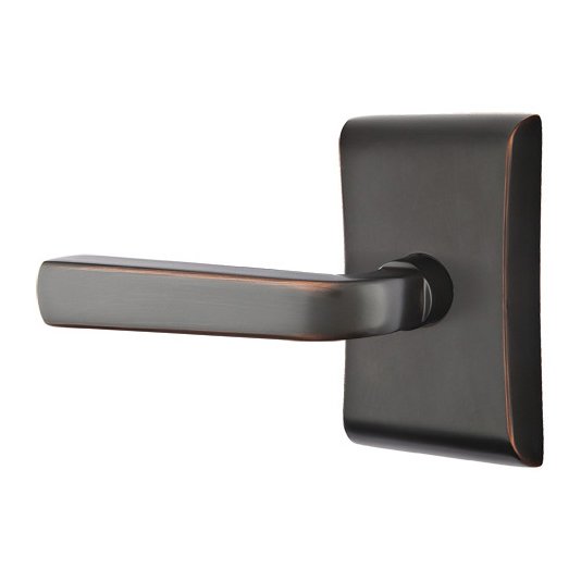 Emtek Passage Sion Left Handed Door Lever And Neos Rose with Concealed Screws in Oil Rubbed Bronze