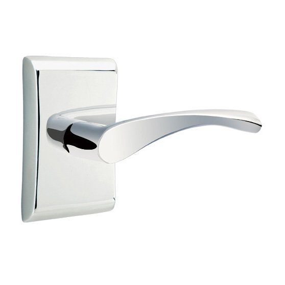 Emtek Passage Triton Right Handed Door Lever With Neos Rose in Polished Chrome