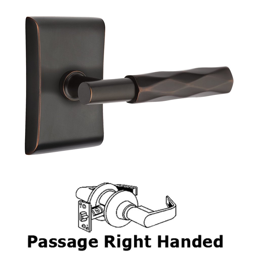 Emtek Passage Tribeca Right Handed Lever with T-Bar Stem and Neos Rose in Oil Rubbed Bronze