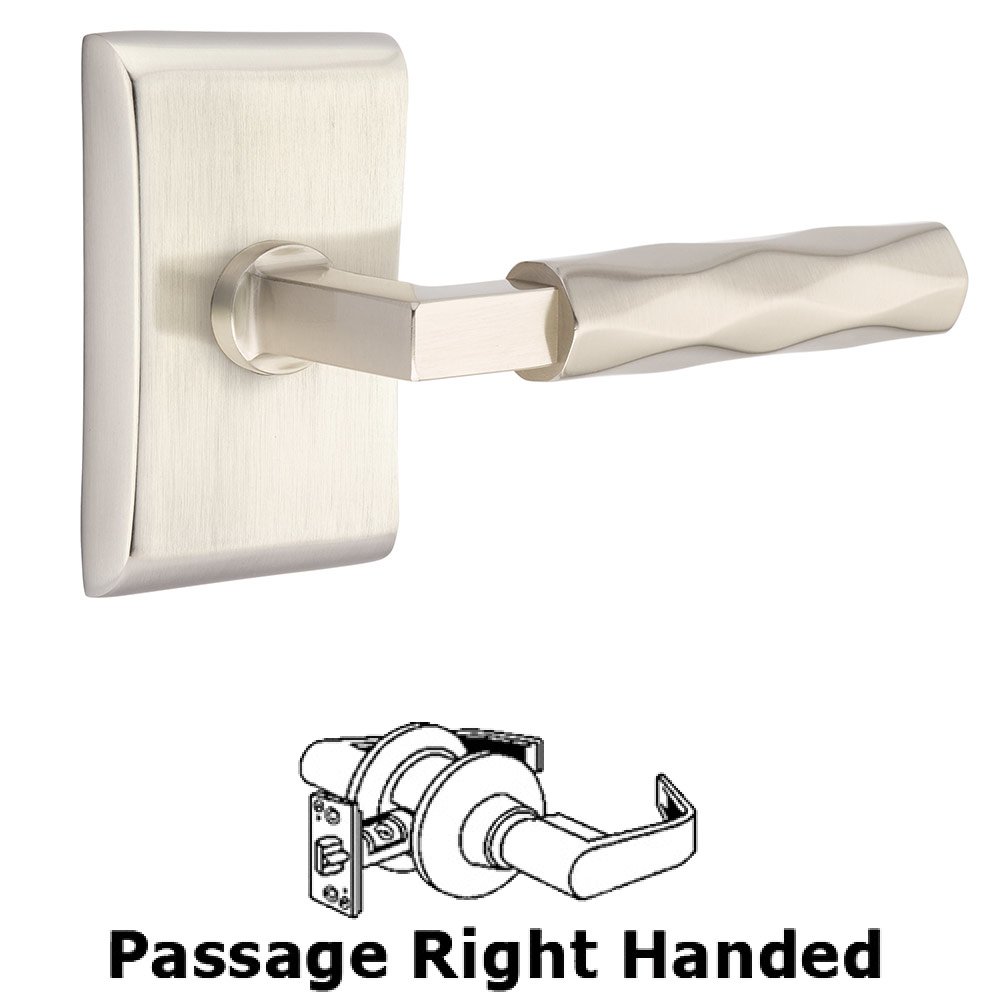 Emtek Passage Tribeca Right Handed Lever with L-Square Stem and Neos Rose in Satin Nickel