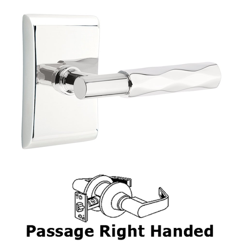 Emtek Passage Tribeca Right Handed Lever with T-Bar Stem and Neos Rose in Polished Chrome