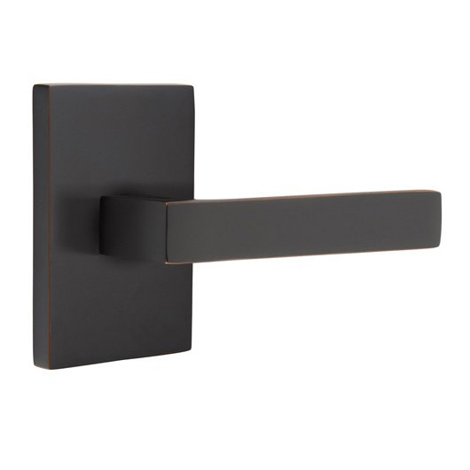 Emtek Passage Dumont Right Handed Lever with Modern Rectangular Rose and Concealed Screws in Oil Rubbed Bronze