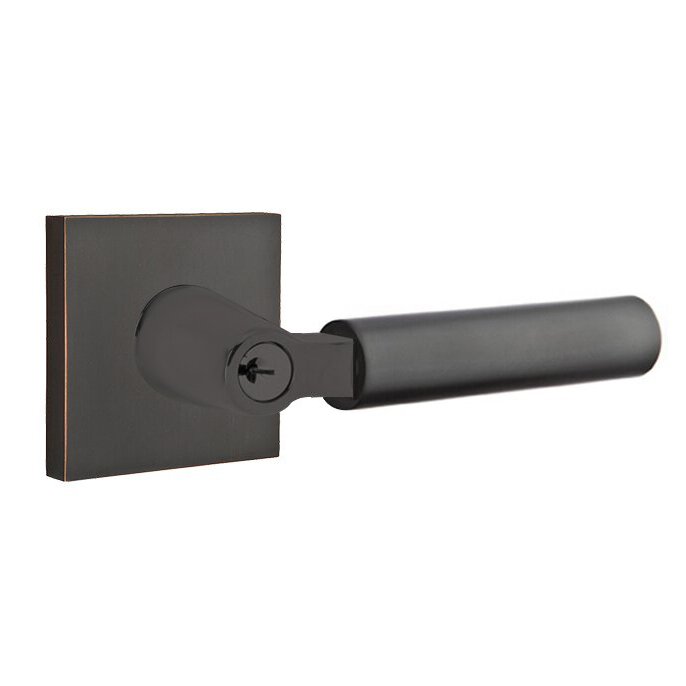 Emtek Keyed Right Handed Hercules Lever With Square Rose in Oil Rubbed Bronze