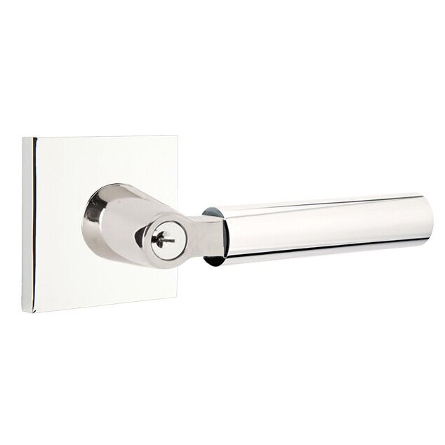Emtek Keyed Right Handed Hercules Lever With Square Rose in Polished Chrome