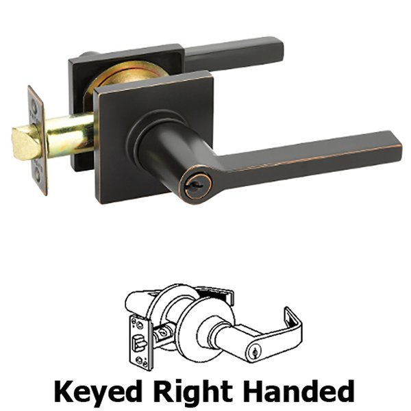 Emtek Keyed Right Handed Helios Lever With Square Rose in Oil Rubbed Bronze