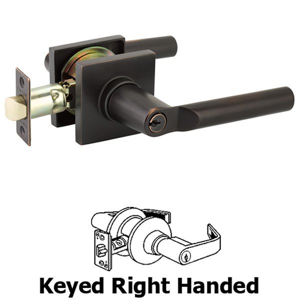 Emtek Keyed Right Handed Hanover Lever With Square Rose in Oil Rubbed Bronze